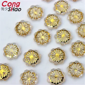 Cong Shao 200PCS 13mm Cvetje kamni in kristali flatback Akril Okrasnih aplicirano šivanje 2 Luknjo kostum Gumb CS352