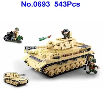 Sluban 543pcs vojaški tanki motocikel gradniki 3 Igrača