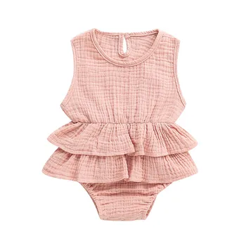 Moda Priložnostne Slim Trdna Novorojenih Otrok Baby Girl Obleke brez Rokavov Kopalke Plažo Tutu 1PC Obleko 0-2Y Lep