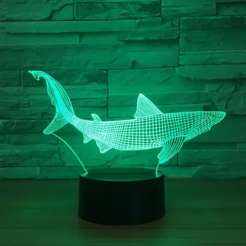 Novo Morskih psov, 3D LED Ribolov Orodja, Znotraj Ribe namizne Svetilke Doma Dekor Stranka 7 Barv Spreminja Noč Svetlobe Postelji Spati Dekor Svetlobe