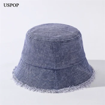 USPOP 2021 novo vedro klobuki unisex grobih robov denim vedro klobuki ženske, moške pomlad poletje klobuki priložnostne sonce klobuki