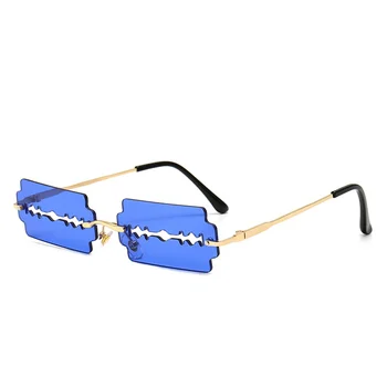 Vintage Edinstveno Votlih Mačka Oči, sončna Očala Moških Trendy Rimless sončna Očala Ženske brez okvirjev Punk Očala Odtenki UV400 Očala