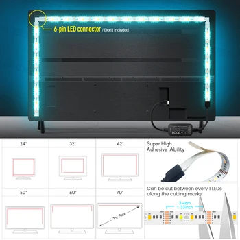 TV LED trak svetlobe zigbee krmilnik mini pametne stvari, komplet 5V usb rgb+sct računalnik LED trak svetlobe delo z zigbee hub echo