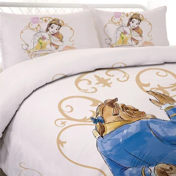 Disney Posteljno Perilo 3D Cartoon Lepotica In Zver Rjuhe Kritje Nastavite Twin Polno Kraljica Kralj Dvojno Velikost Posteljnine Komplet Za Otroke, Odrasle
