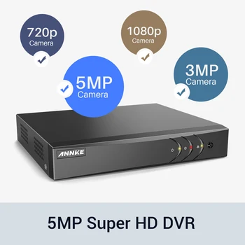 ANNKE 8CH 2MP HD Video nadzorni Sistem 5in1 5MP Lite H. 265+ DVR 8PCS TVI Smart Bullet IR Vremensko Varnostne Kamere CCTV
