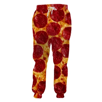 Jogger Hlače Moški Nove Dolgo Ohlapno 3D Priložnostne Hlače Natisnjeni Rdeče Pizza Hip Hop Velike Velikosti Oblačil Moški Jeseni Sweatpants Homme