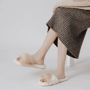 Japonski doma čevlji ženske copate mehki pliš toplo Peep toe sezonah flip-flops gume Spalnica non-slip ženske čevlje