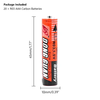20Pcs 1,5 V AAA Baterije UM4 R03 AM4 Cink-Ogljikovih Baterij Za Svetilko Igrače Original 1,5 V AAA Ogljikovih Suhe Baterije UM4 R03 K3A