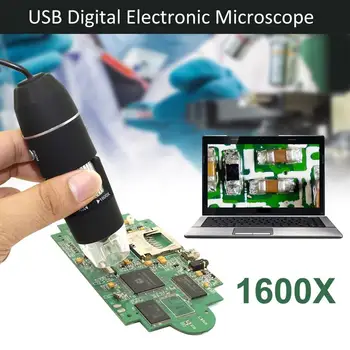 2-v-1 USB Prenosni Mikroskopom 8 Led 1600X Digitalni Elektronski Odkrivanje Lupo Elektronski Stereo Pinceta Povečavo