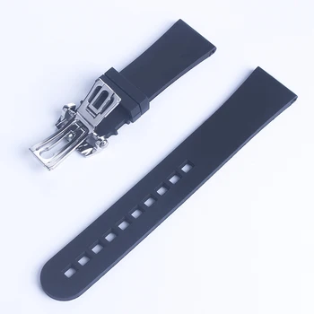 Črna bule Silikonske Gume Watch band Potapljanje Šport Neprepustna Za fit BLANCPAIN Petdeset Fathoms Gume Trak Pasu 23 mm X 20 mm