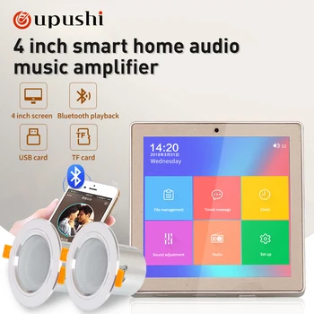 Pametni Dom Avdio Sistem 4 inch Mini Zaslon na Dotik, Brezžično povezavo Bluetooth V Steno Ojačevalnik Z Stropni Zvočnik Za Kopalnico Glasbe