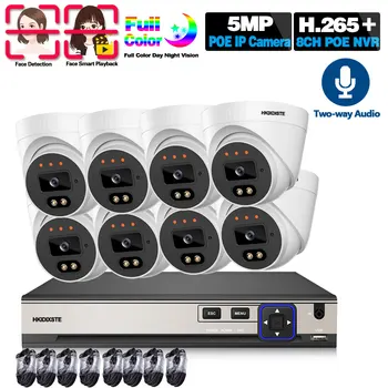 8CH HD 5MP POE NVR Komplet Varnostne Kamere CCTV Sistema za Vgradnjo v Zaprtih prostorih, Dome, dvosmerni Avdio Video Varnostni Nadzor POE IP Kamero Kit