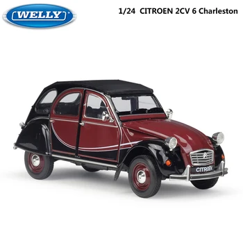 WELLY Model Avtomobila Diecast 1:24 Obsega CITROEN 2CV 6 Charleston Klasičnih Zlitine Avto Igrača Vozila, Kovinski Igrača Avto Za Otroke Darilo Zbirka