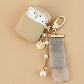 Ljubka Mehka Primeru za Apple Airpods 1 2 Pribor Bluetooth Slušalke Vrečko Polje Luksuzni Pearl Tassel Obesek ključe Darila za Ženske