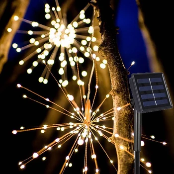 Zunanji Vrt Dekoracijo 180 LED Ognjemet Eksplozije Božič Pravljica Svetlobe S Sončno energijo, ki Visi Starburst LED Niz Garland