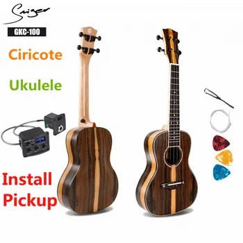 Ukulele 23 Cm Ciricote Mini Električni Koncert Akustične Potovanja Kitaro 4 Strune Ukelele Guitarra Namestite Pickup Retro Matt
