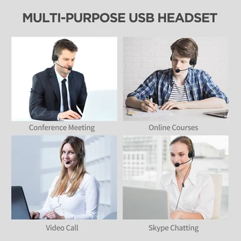 AUSDOM Žične Telefonske Slušalke Podjetje S 300 Stopinj Vrtljiv Mikrofon USB Kabel Operaterja Slušalke