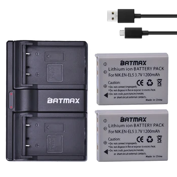 Batmax 2Pcs EN-EL5 SL EL5 EL5 Li-ionska Akumulatorska Baterija +Dual USB Polnilec za Fotoaparat Nikon Coolpix P80 P90 P100 P500 P510 P520