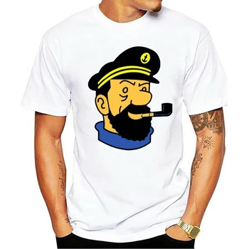 Kapetan Vahnja Tintin Risanka Comic T Srajce Poletje Hiphop Vrh Noro Tiskanje T Shirt Za Moške, Bombaž Klasičnih Original