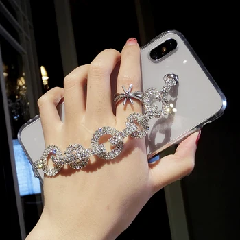 Za iphone 11 Primeru Bling Nosorogovo Diamantno Zapestnico Verige Kristalno Primeru Za iPhone 11 Pro MAX XR XS 6S 7 8 Plus SE 2020 12 Ohišje