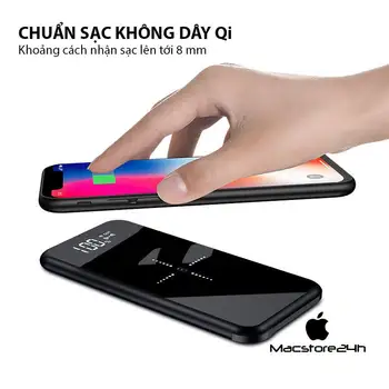 Zrcalni digitalni prikaz Qi Brezžični Polnilnik zaklad 10000 mAh Portable Power Bank Za Xiaomi iPhone Zunanje Baterije Hitro polnjenje