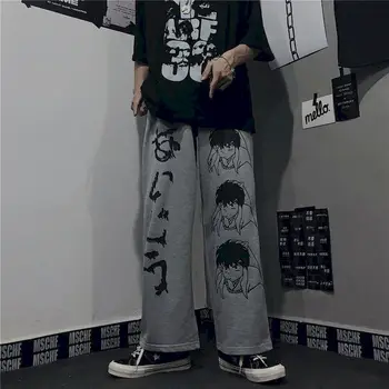 High street risanka mens joggers širok noge hlače sweatpants nekaj oblačil vintage Harajuku hlače naravnost priložnostne plus velikost