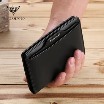 WILLIAMPOLO Moških denarnica Usnje imetnik Kreditne kartice denarnico z kovanca Pocket Moške denarnice majhne Cowhide denarnice novo modno oblikovanje
