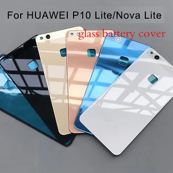 Za huawei P10 Lite/Nova Lite steklen Pokrov za Huawei p10lite Nazaj Pokrov Baterije, Ohišje Nadomestni Deli z Samolepilne Nalepke