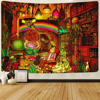 Risanka Fantazija, tapiserija, Slikarstvo Krpo Psihedelični Tapiserija Steni Visi Poliester Tanke Kavču Odejo Stenske Preproge tissu zidana