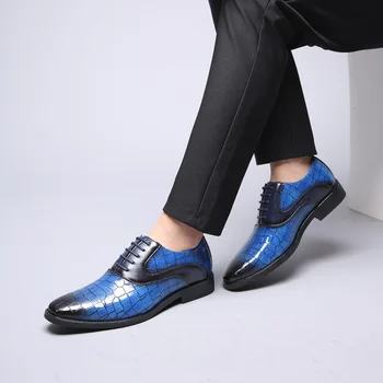 Novo 2019 Design Oxford Usnja Mens Stanovanj Čevlji Priložnostne Britanski Stil Moških Oxfords Modne Blagovne Znamke Obleko Obutev Za Moške, Padec Ladijskega Prometa