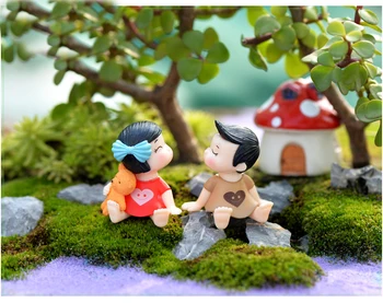 Vroče 4pcs/1set Dragi Ljubitelji Nekaj Figurice Miniature Pravljice Vrt Gnome Moss Terariji Smolo Obrti Okrasni Dodatki