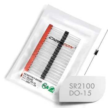 (100 Kos) SR2100 (SB2100) Schottky Barrier Usmernik Diode 2A 100V DO-15 (NE-204AC) Aksialni 2 Amp 100 Volt SR 2100