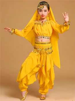 Novo Otrok Indijski Ples Uspešnosti Obleko Ples Trebuh Nacionalni Bollywood Ples Kostume za Dekleta Trebuh Dancewear Oblačila Sklop