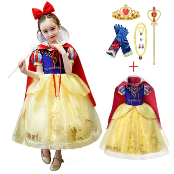 Sneguljčica Princess Party Obleke Otroci Božič Cosplay Oblačila Kratek Cvetlični Čipke Til Obleko Za Deklice