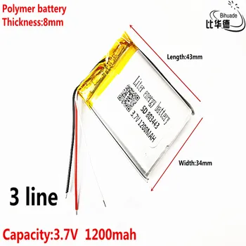 3 linije Dobro Qulity 3,7 V litijeve baterije zgodaj 803443 1200mAh smerniki GPS navigator splošno polimer baterij