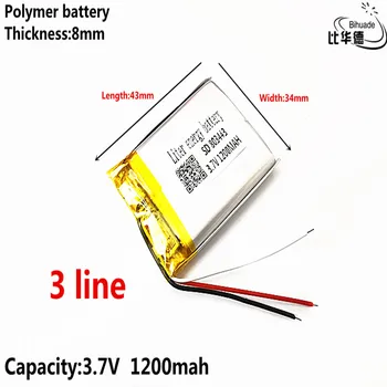 3 linije Dobro Qulity 3,7 V litijeve baterije zgodaj 803443 1200mAh smerniki GPS navigator splošno polimer baterij