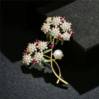 SINZRY ročno glaze kubičnih cirkon sladkovodnih biserov sweety cvet elegantno priljubljena broška pin lady rute sponke