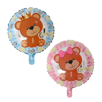 Medvedek živali Risanka Folija baloni Otroke, risanka 18 inch okroglo Obliko baloni za Rojstni dan Okraski Stranka stranka Baby tuš