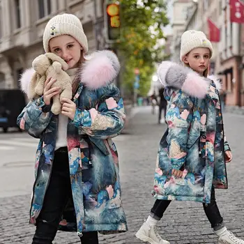Otrok Zimski Plašč Baby Dekle Smučarski Kombinezon Big Krzno Z Hooded Veter Dokaz Navzdol Parka Dolgimi Rokavi Jakno Zgosti Vrhnja Oblačila