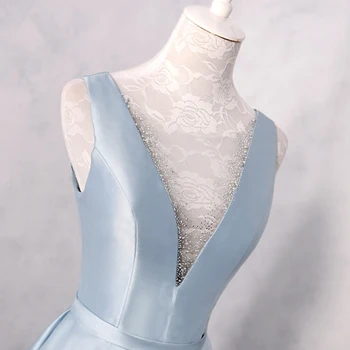 Modra Seksi Prom Obleke 2020 Dolgo Dekle Saten Špageti Trak Stranke Obleke Dolgo Odprta Nazaj Večerne Obleke Pravi Vzorec