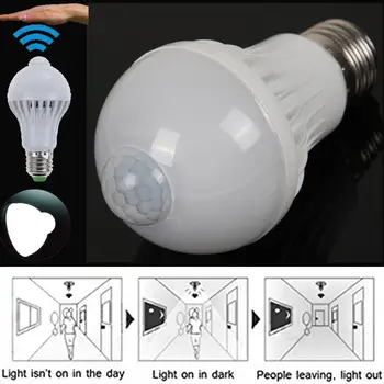 Smart PIR Senzor Gibanja LED Lučka za Nočno Osvetlitev 5W E27 Gibanja, Zaznavanja, Senzor Indukcijske Žarnica, Stopnice, Hodnik