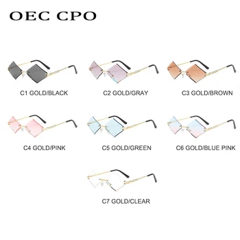 OEC CPO Moda Rimless sončna Očala Ženske Novo Steampunk sončna Očala brez okvirjev Ženske Letnik Gradient Očala Moških UV400 O871