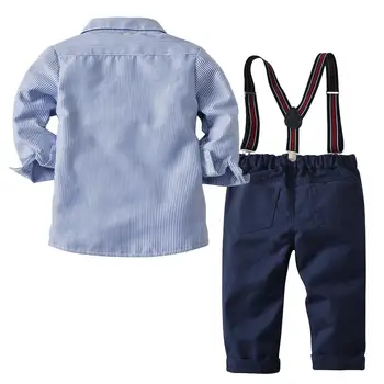 2020 Otroško Obleke 2Pcs Otroci Baby Obleko Baby Fantje Dolgo Rokavi Poslovna Obleka Striped Majica+ Hlače Set Za Fante Za 2-8 Starost