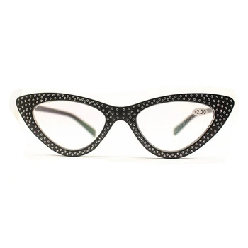 Elbru Lady Elegantno Mačka Oči Obravnavi Očala Ženske Modni Diamant Nosorogovo Dekoracijo Smolo Okvir Presbyopic Očala +1.0+3.5