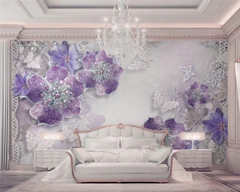 Beibehang High-end moda tri-dimenzionalni dekorativni de papel parede vijolično ozadje Evropske 3d cvet TV ozadju stene
