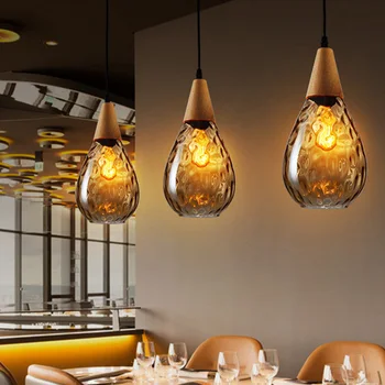 Nordijska stekla luči jedilnico lestenec, dnevna soba kuhinja droplight nastavljiv lesa obesek lučka bar cafe, restavracija svetlobe