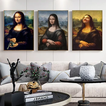 Smešno Mona Lisa G. Bean Portret Slika Platno Slikarstvo Dekor Wall Art, Plakati, Tiskanje Stenske Slike za Dnevni Sobi Doma Cuadros