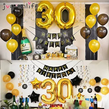30 Rojstni Dan Okraski Za Odrasle 30 40 50 60 Let Dekor Happy Birthday Banner Število Balon Globos 30 Obletnico Poroke