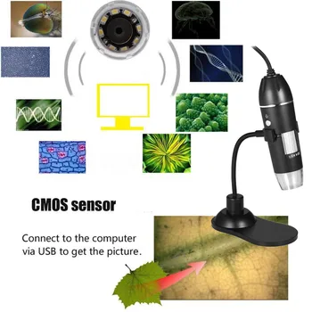 1000X Digitalni Mikroskop 8-LED USB Mikroskop Mobilni Telefon Mikroskopom 0.3 MP Fotoaparat Stojalo Držalo za Pametni Pregled Orodja