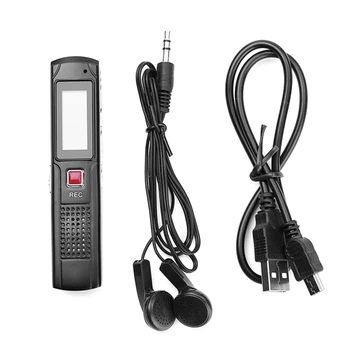 8G Glas Aktivira Mini Snemalnik zvoka Snemanje Zvoka WAV Diktafon z Slušalke in USB Kabel za Poslovna Konferenca